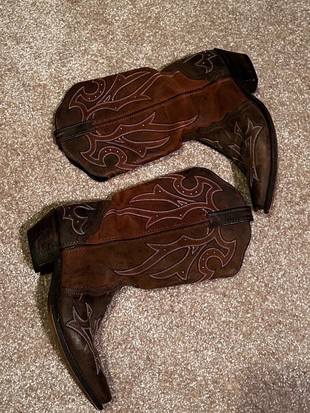 Hand Crafted Brown Suede Western Heeled Boots